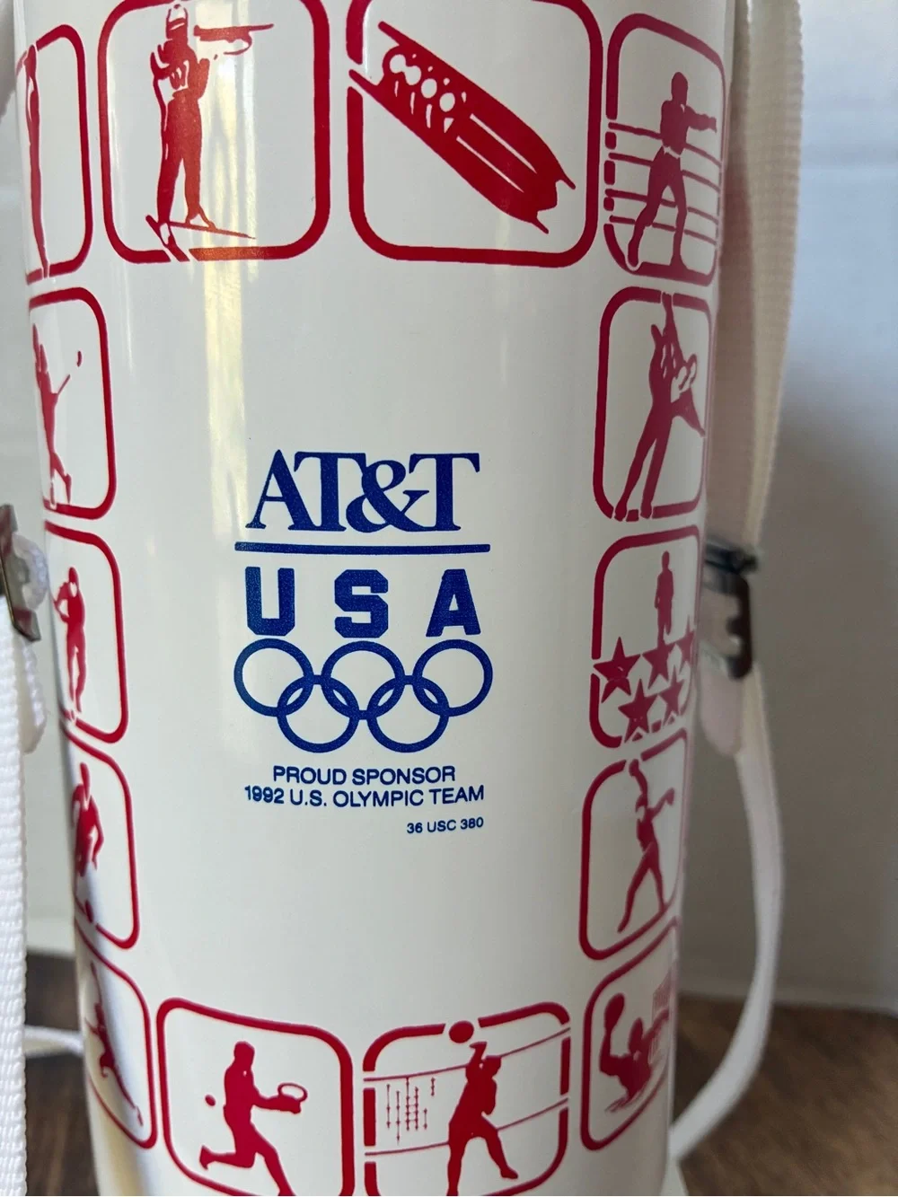 VTG Tiger Vacuum Thermos Bottle 1992 Olympics USA Mikasa Japan Strap RARE